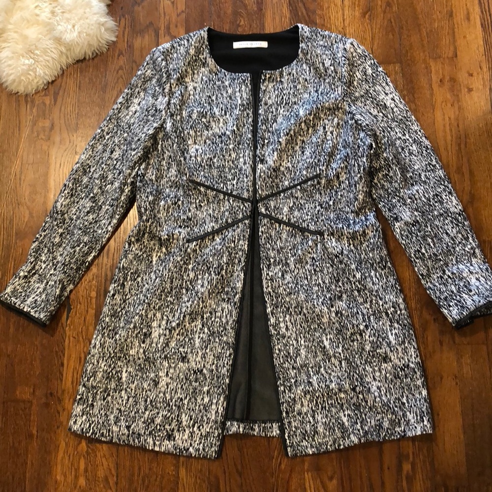 Peter Nygard Embroidered Jacket with Leather Trim